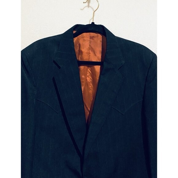 Circle S Western Blazer Mens 42R Navy Blue Striped Sport Coat Rodeo Cowboy - Picture 2 of 7